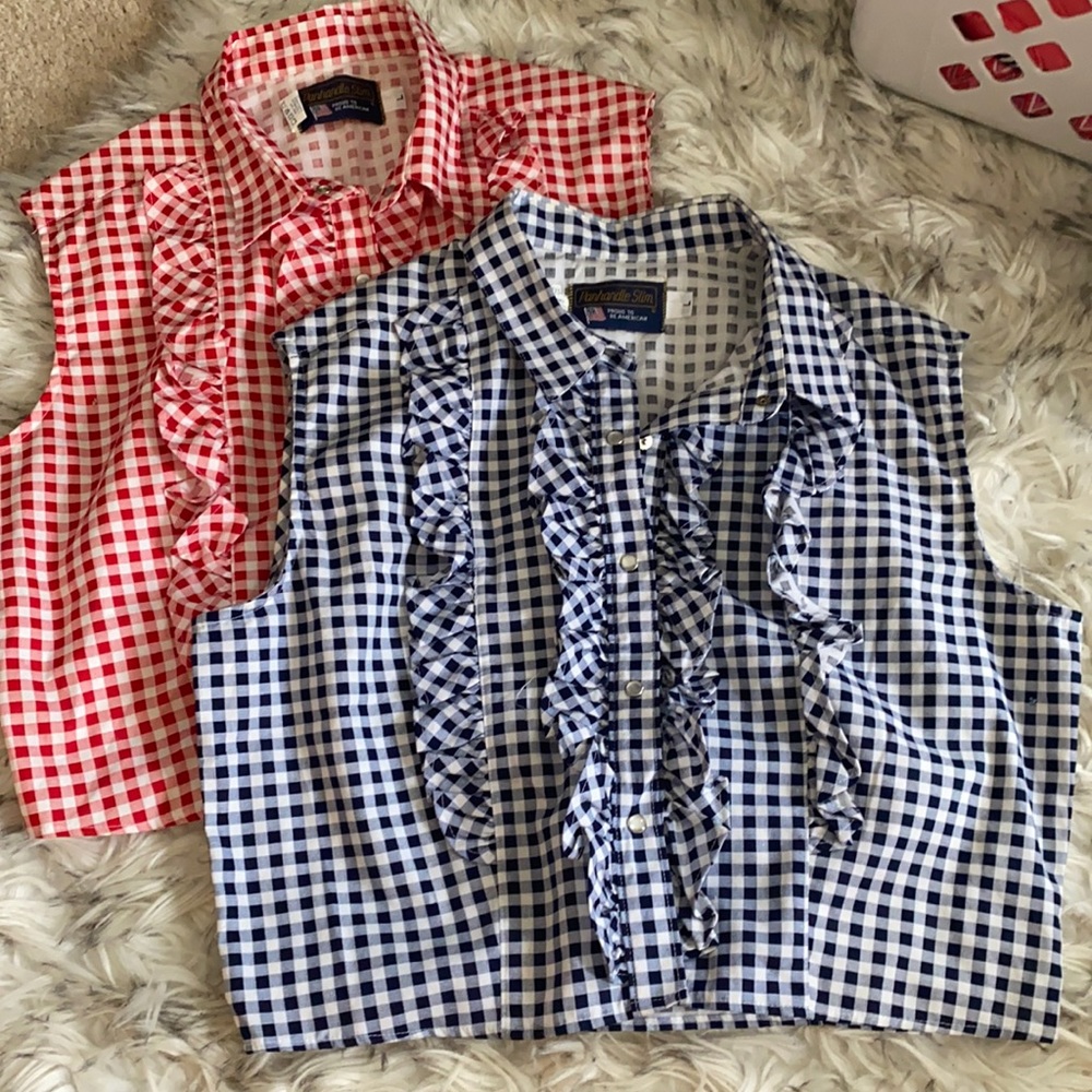 Panhandle Slim cropped button Down tanks